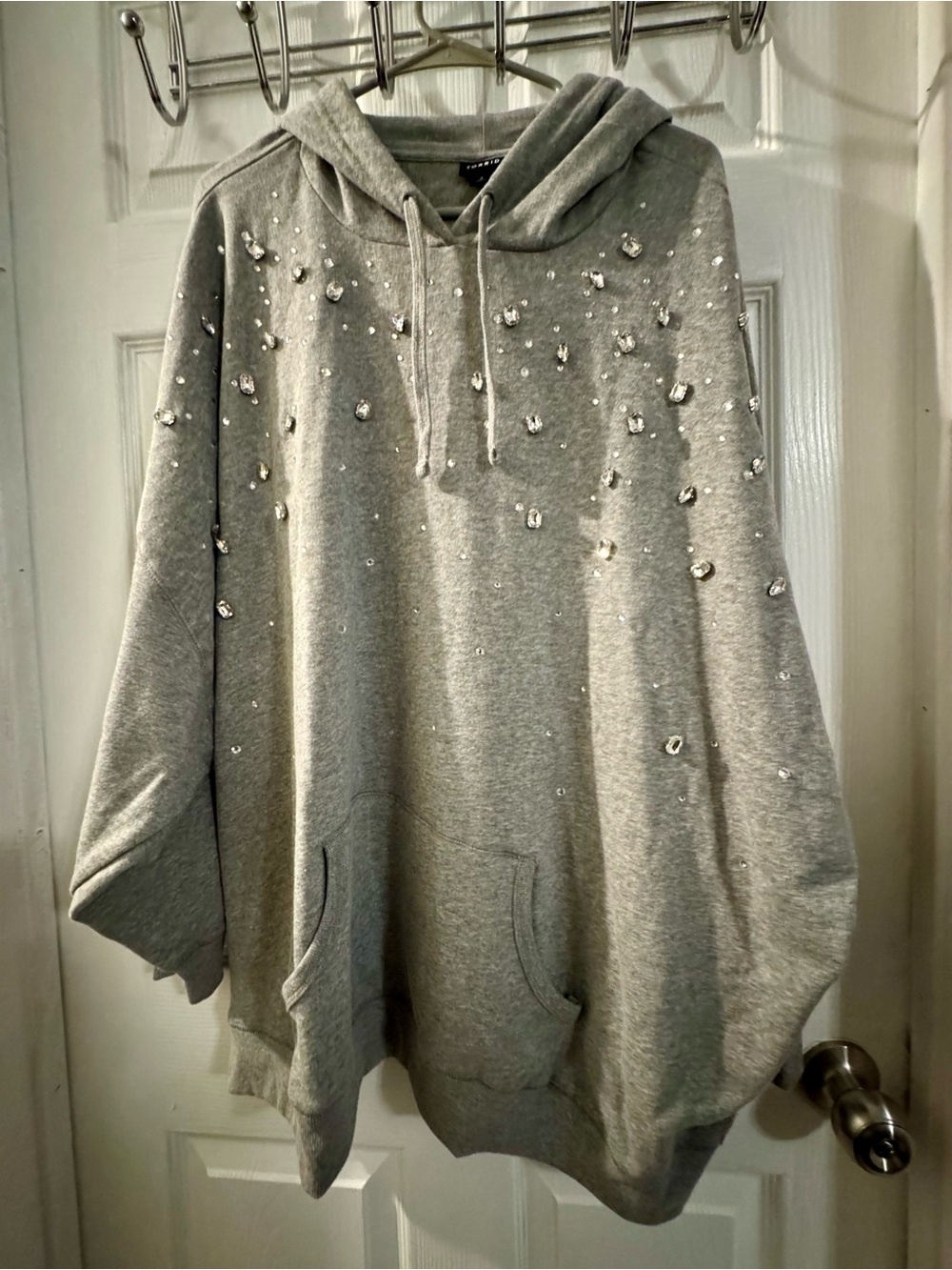 torrid Grey Embellished Hoodie Sweatshirt